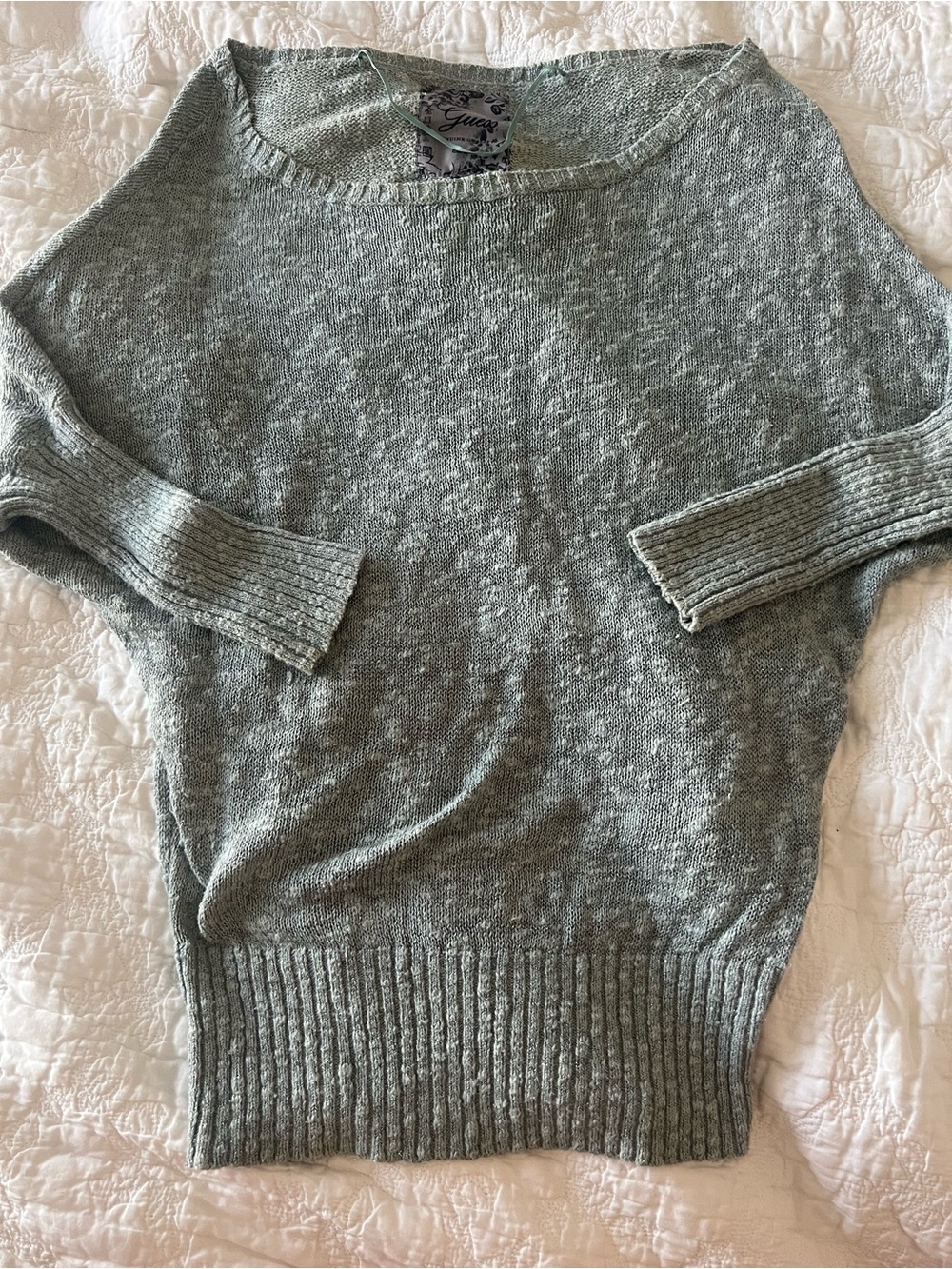Guess Light Sage Knit Boatneck Sweater